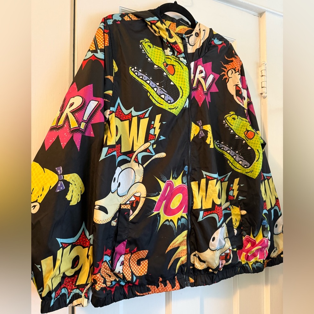Members Only x Nickelodeon Graphic Windbreaker Jacket Size Large